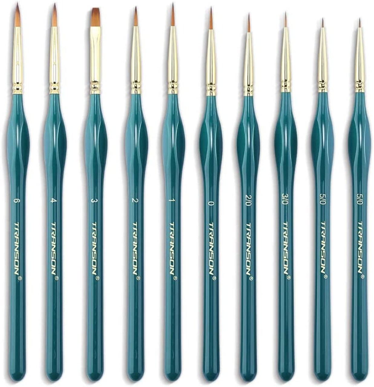 Transon Detail Thin Paint Brush Set 6Pcs for Model Minature Craft and Art  Painting Green